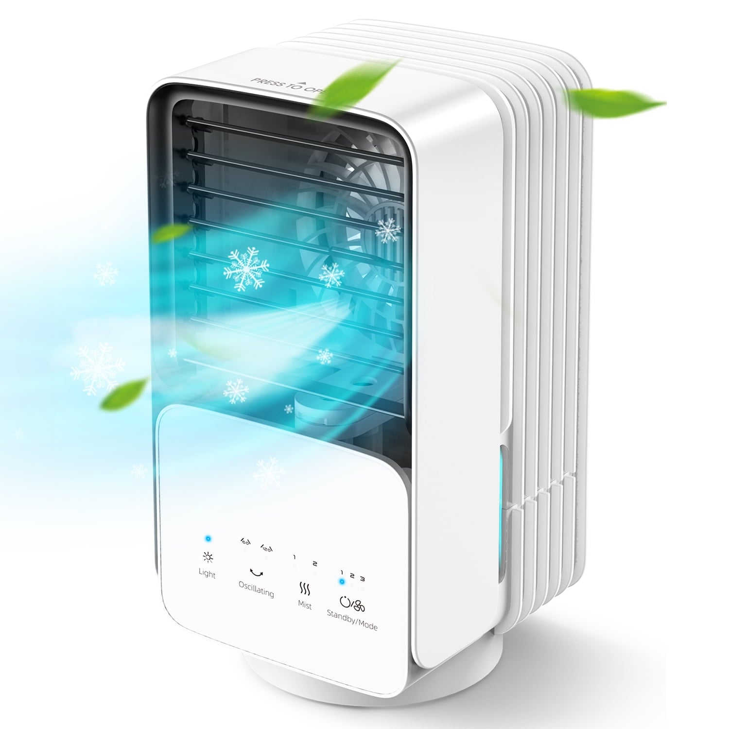 KLOUDIC Portable Personal Mini Evaporative Cooler Air Conditioner Fan, White