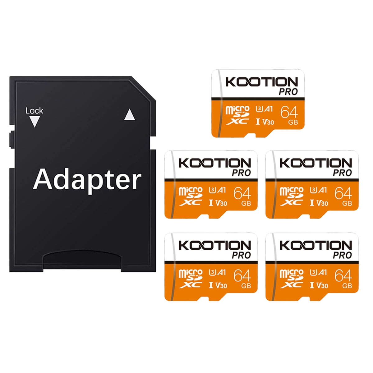 KOOTION 5 Pack 64 GB Micro SD Cards TF Card SDXC U3 Memory Cards High Speed microSD Card for Phone Security Camera