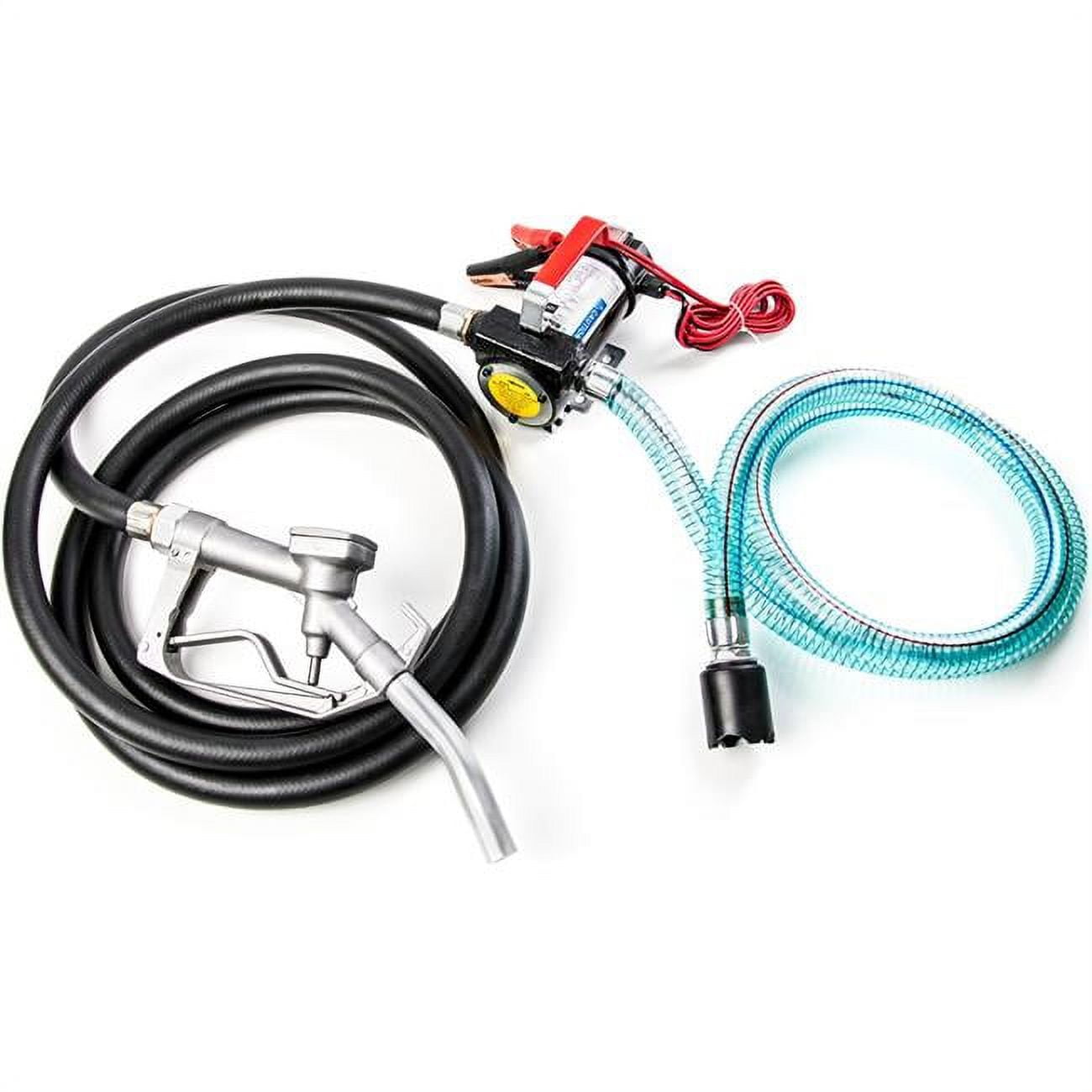 Kapsco Moto FTP-5050 12V 10 GMP Fuel Transfer Pump with Suction Hose & Fuel Pump Nozzle