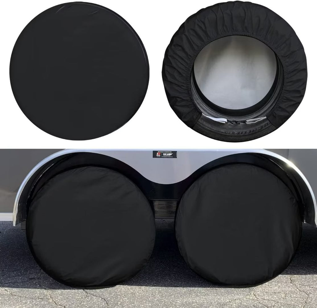 Kayme RV Tire Cover Set of 4, Camper Trailer Wheel Cover, Fit for 27-29 inch Tire Diameter, Black
