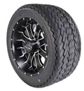 Kenda K389 20x9-12 Golf Cart Turf Front Rear Tire & 12x7 4/101.6 +5 (4x4) Black Wheel Kit for Non-Lifted Golf Carts or Golf Carts with 1"-3" Lift Kit 20x9x12