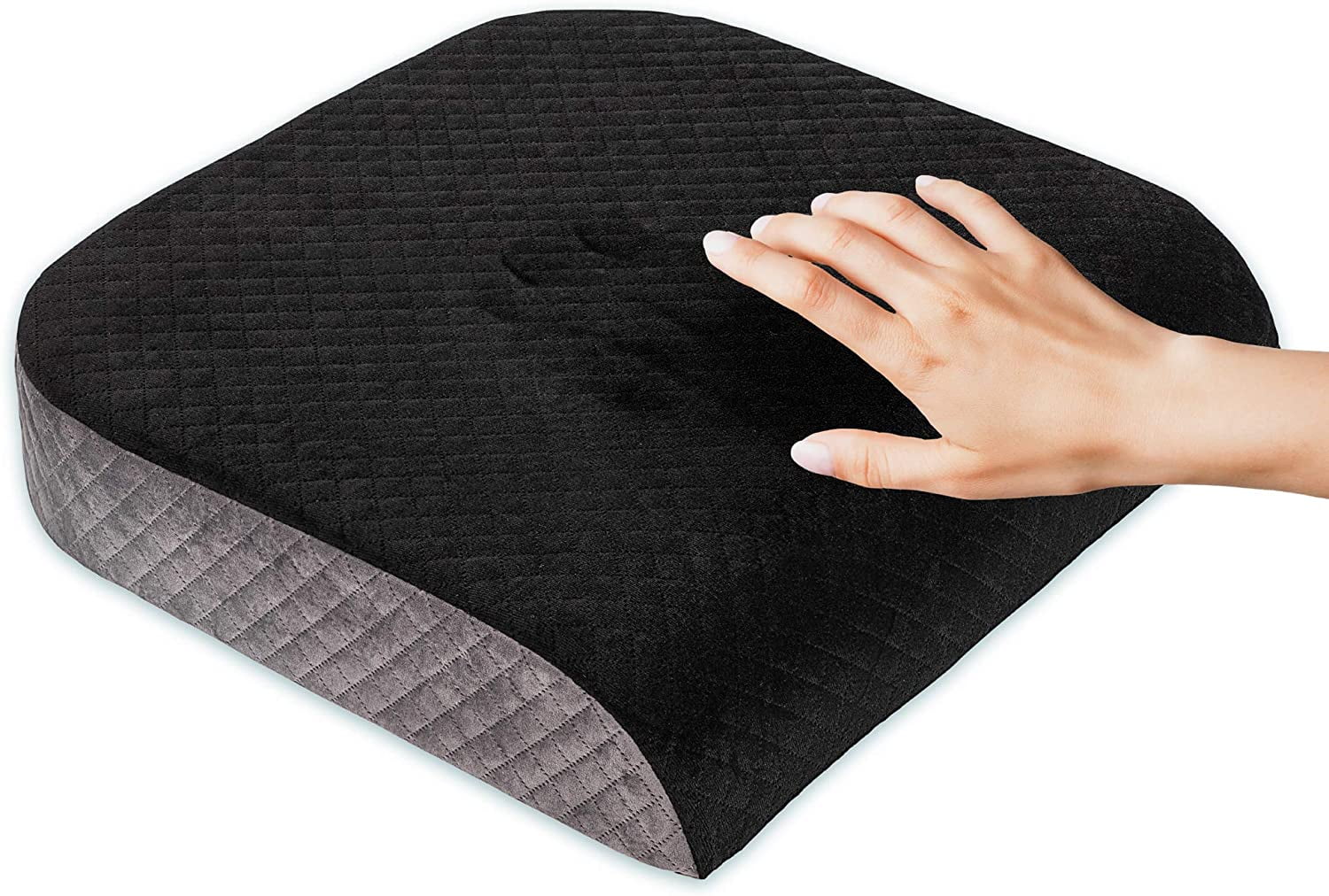 Kolbs Large Seat Cushion | Stylish Plush Velvet Cover | Large Memory Foam Seat Cushion for Office Chair, Car or Wheelchair | Office Chair Cushion Back Pain Coccyx Pain Relief | Carry Handle