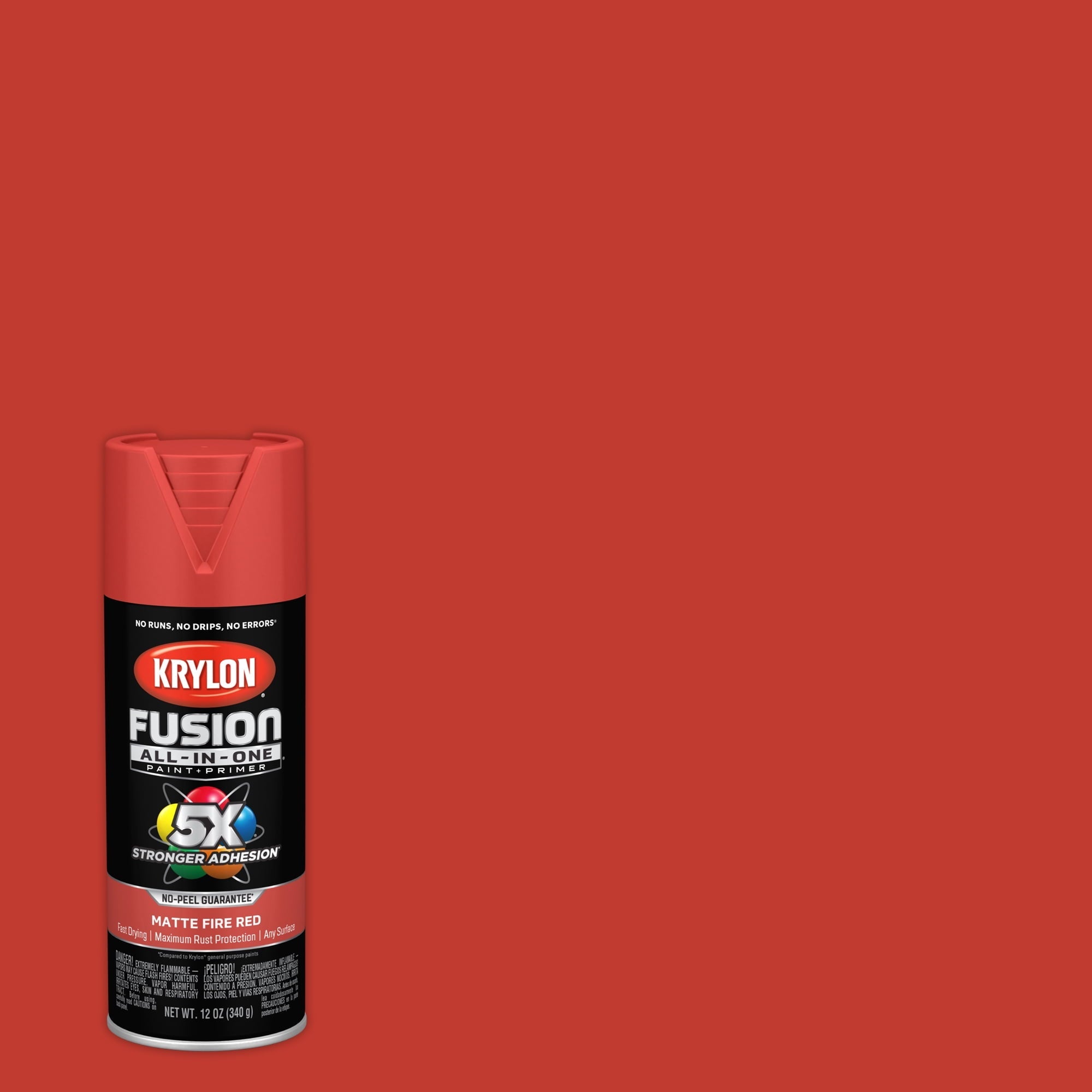 Krylon Fusion All-In-One Spray Paint, Matte, Fire Red, 12 oz.
