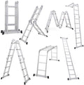 Ktaxon 12.5ft 7 in 1 Multi-Purpose Scaffold Ladder, Folding Aluminium Extension Ladder,  EN 131 Standard, 330lbs Capacity
