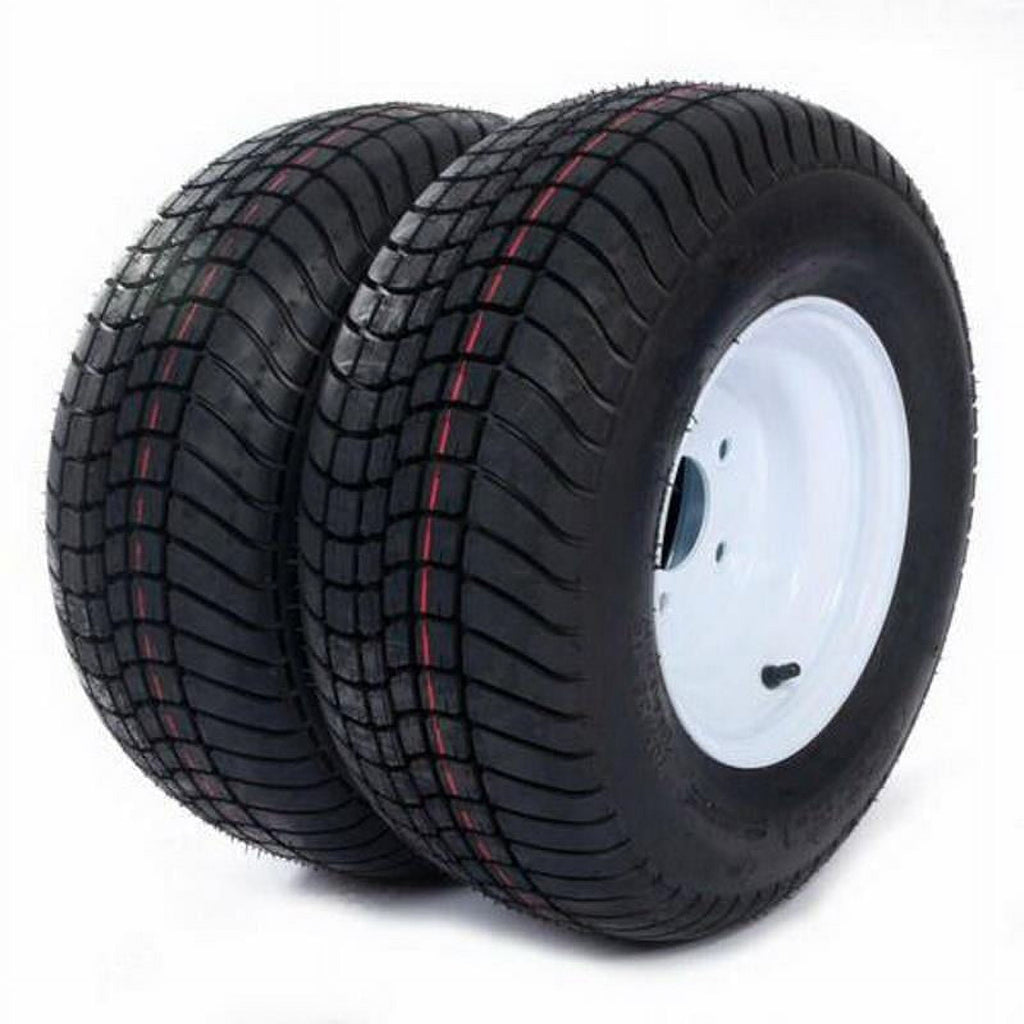 Ktaxon 2* 20.5x8.0-10 LRC Bias Trailer Tires on 5 Lug White Wheels 205/65-10