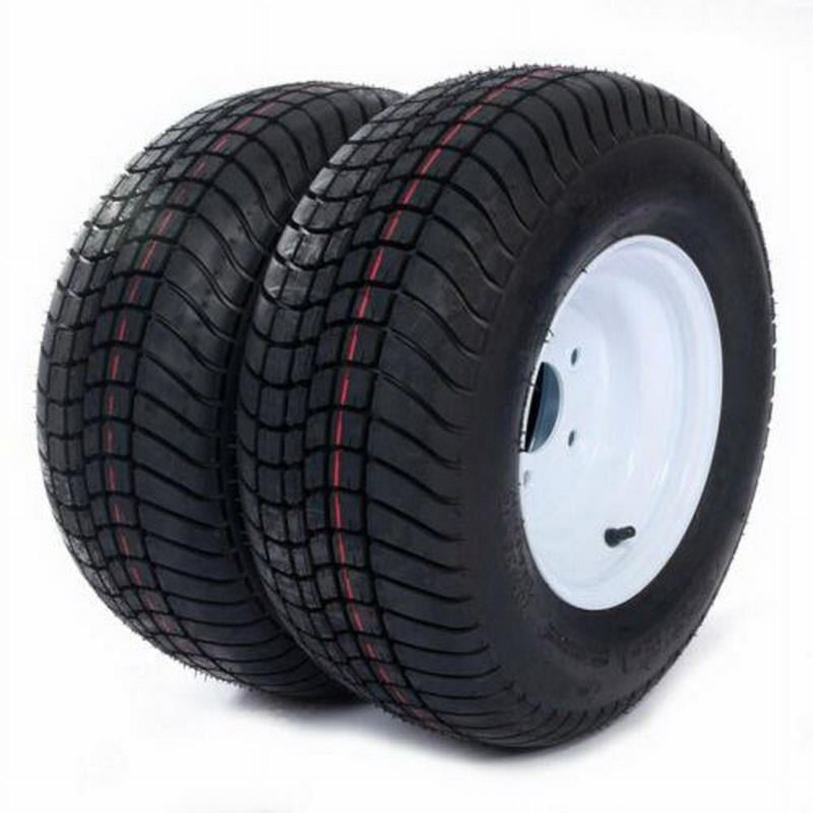 Ktaxon 2* 20.5x8.0-10 LRC Bias Trailer Tires on 5 Lug White Wheels 205/65-10