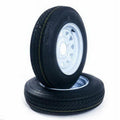 Ktaxon Set of 2 5.30-12 LRC Bias Trailer Tires, 12" 5 Lug White STP Wheels 5.30x12