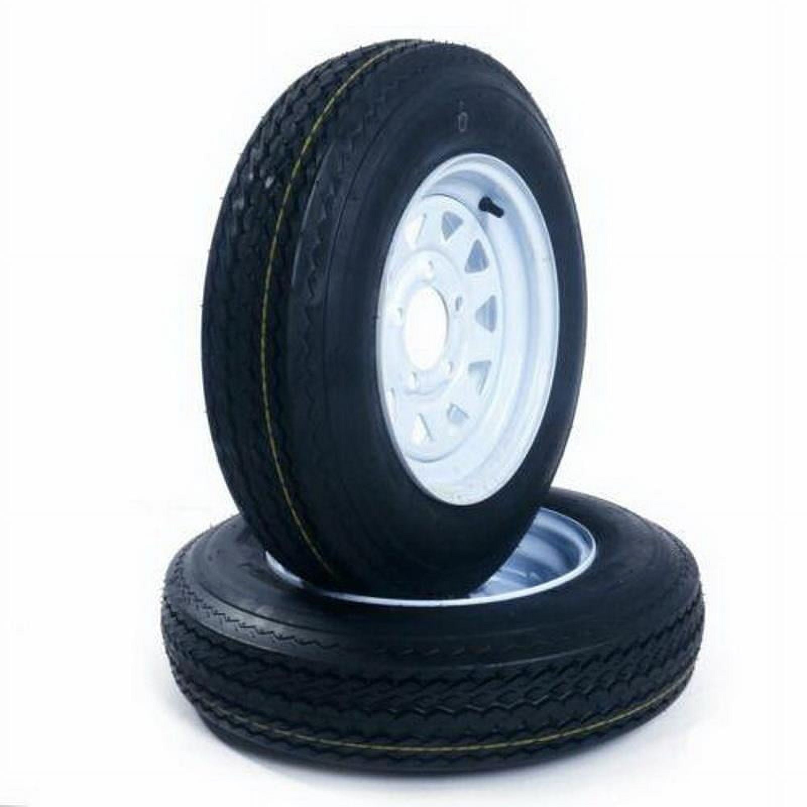 Ktaxon Set of 2 5.30-12 LRC Bias Trailer Tires, 12" 5 Lug White STP Wheels 5.30x12