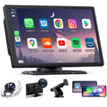 LAMTTO 9" HD IPS Screen Wireless Car Stereo Apple Carplay with 2.5K Dash Cam,1080P Backup Camera,Portable Touch Screen GPS Navigation for Car, Car Audio Receivers with Bluetooth,Android Auto