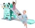 LAZY BUDDY Sturdy Kids Slide with Basketball Hoop & Ball, Toddler Slide Play Climber Outdoor Indoor Playground