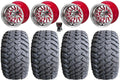LSI 14-Spoke 10" Red Golf Wheels 22x9.5-10 Hammer Tires E-Z-GO & Club Car