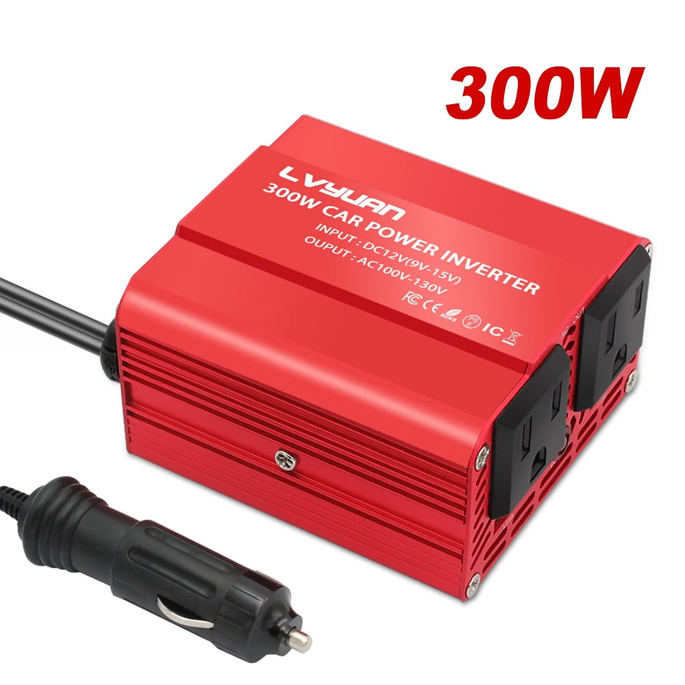 LVYUAN 300 Watts Power Inverter Converter Adapter DC 12V to AC 110V Car Charger 2USB
