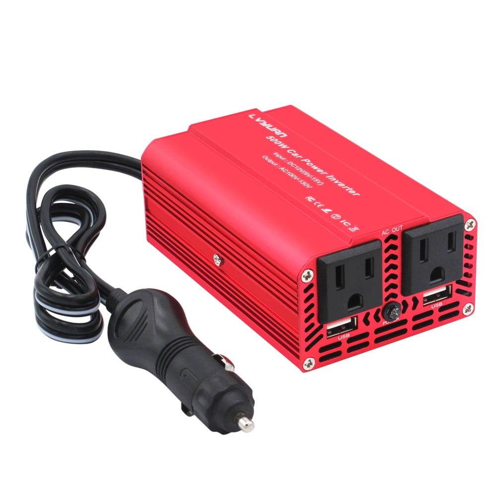 LVYUAN 500 Watts Power Inverter Converter DC 12V to AC 110V Car Inverter 2USB Car Adapter
