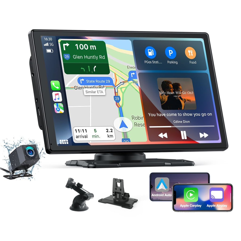 Lamtto 9" inch Touchscreen Wireless Car Stereo, Portable Apple Carplay Car Radio Receiver GPS