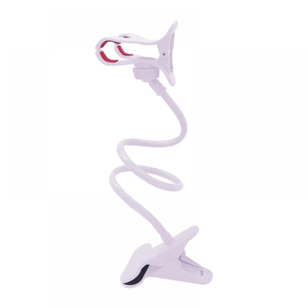 Lazy Mount Double V Clip Cell Phone Holder Clamp Flexible 360° Goose Neck Black (White)