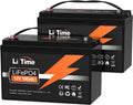 LiTime 12V 100Ah LiFePO4 Lithium Battery (2-Pack), 4000~15000 Deep Cycle Lithium Iron Phosphate Battery, Built-in 100A BMS, Support in Series/Parallel, for RV, Camping, Marine, Trolling Motor, Solar