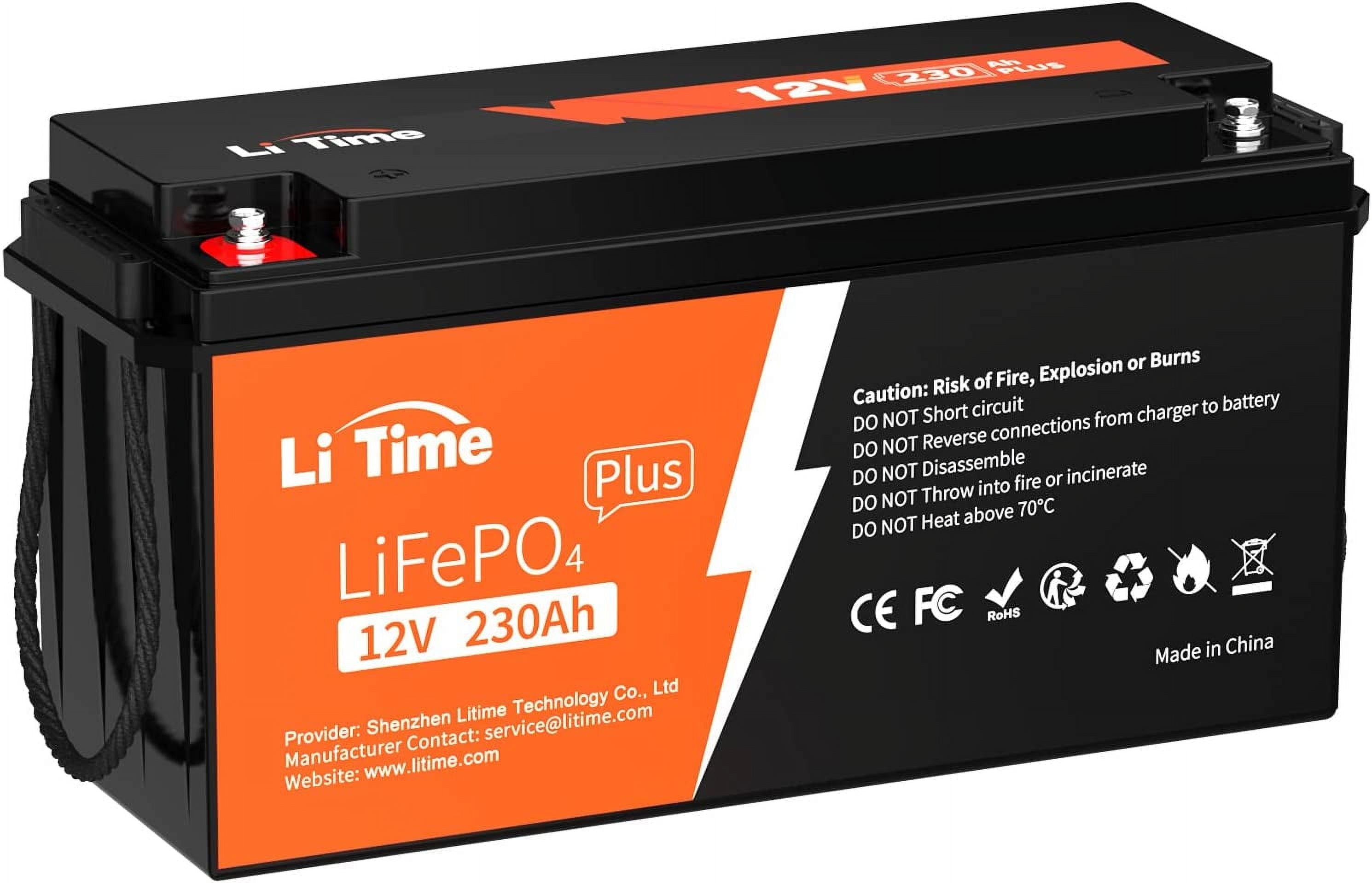 LiTime 12V 230Ah Plus Low-Temp Protection LiFePO4 Battery, Built-In 200A BMS, Max 2944Wh Energy for RV, Camping, Solar System, Home Energy Storage