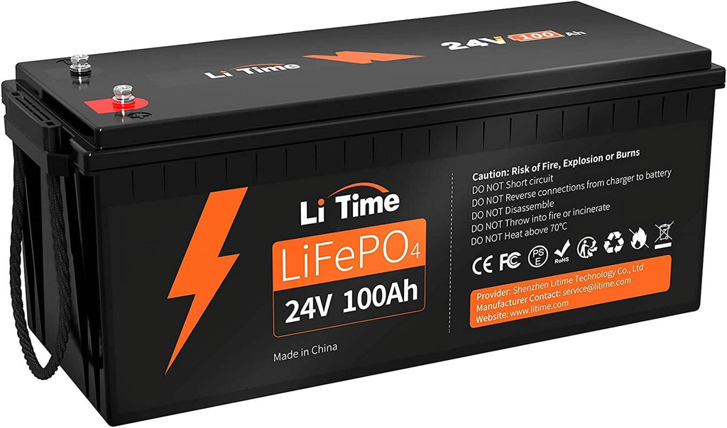 LiTime 24V 100Ah LiFePO4 Lithium Battery 4000+ Cycles 2.56kWh for Off-Grid Applications, RV, Solar, Motorhome