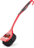 Libman Red All Purpose Scrub Brush with Scraper 13 in Long Handle and 2 in Recycled PET Fibers