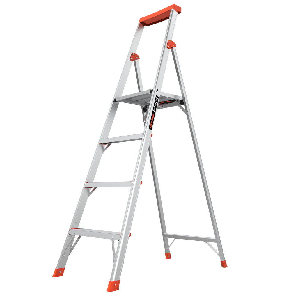 Little Giant Ladder Systems Flip-N-Lite 6' Aluminum, Platform 4 Step Ladder, 300 lbs Rated, Type 1A