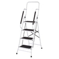 LivingSURE Folding 4-Step Safety Ladder - Heavy Duty Steel, Anti-Slip Treads, Padded Handrails - Space Saving Design - Perfect for Home, Kitchen, Office - 32 x 21 x 66 inches
