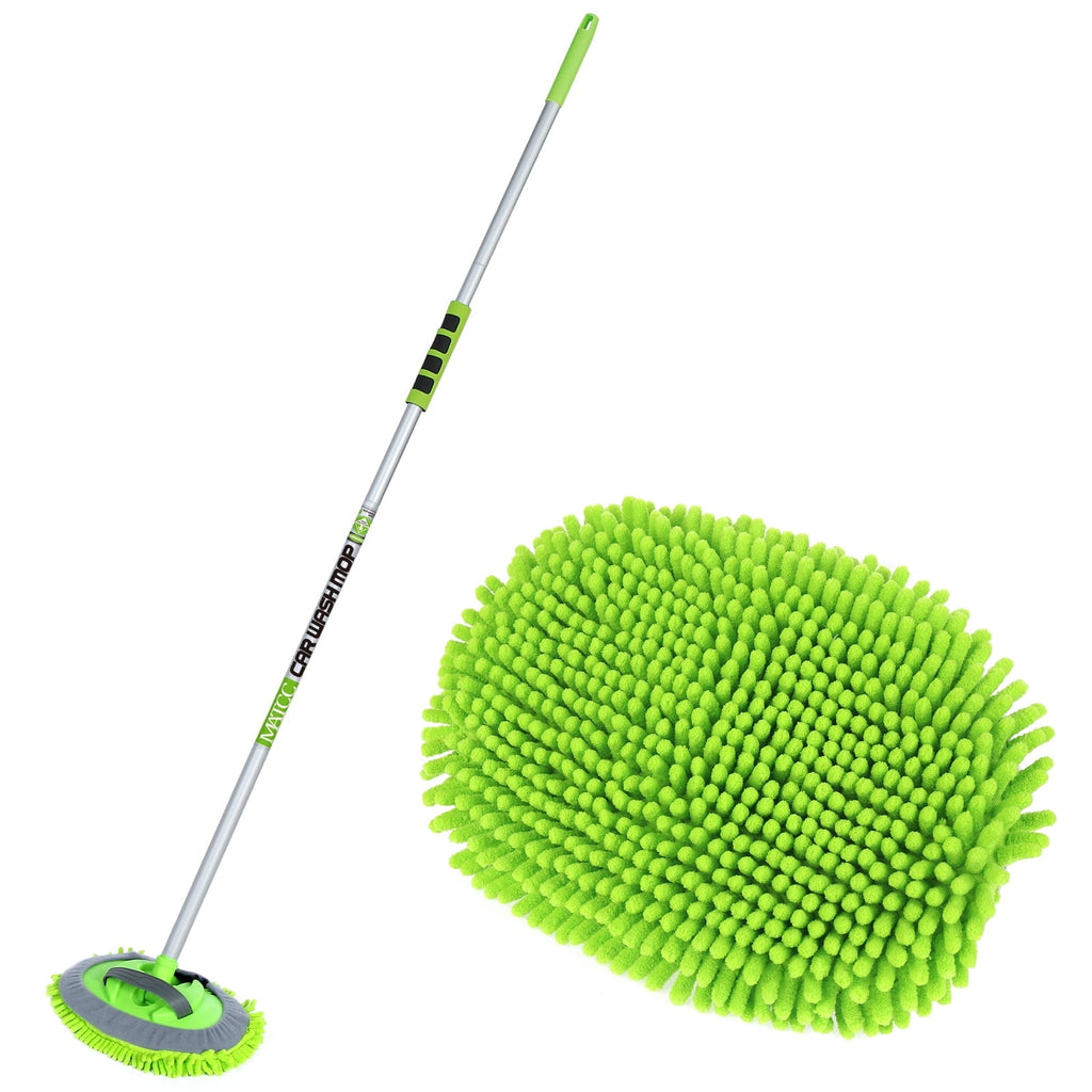 MATCC 62'' Car Wash Brush with Long Handle Car Wash Mop Mitt Sponge Chenille Microfiber Car Cleaning Tools Supplies Scratch Free Car Brush Kit Duster with Extension Pole for Washing RV Truck and Bus