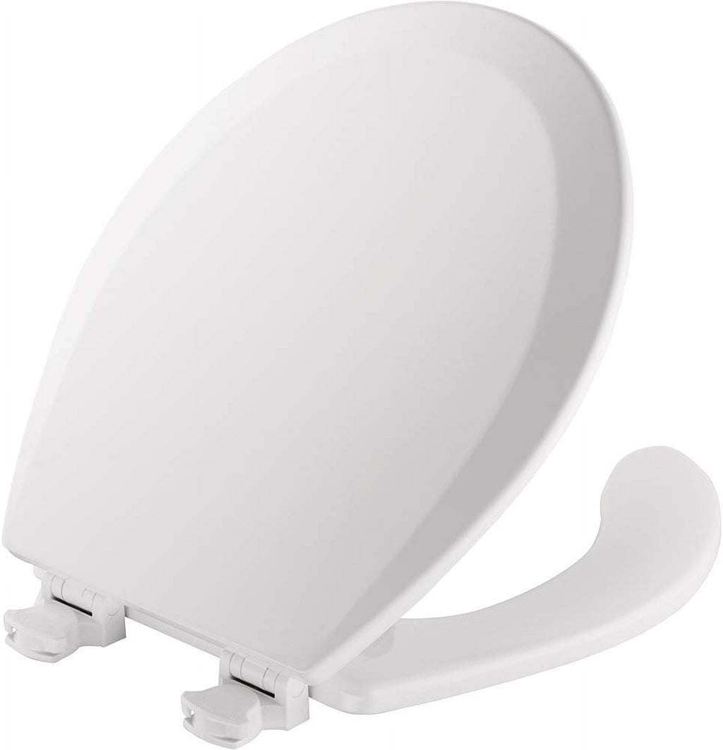 MAYFAIR 8440EC 000 Open Front Toilet Seat will Never Loosen and Easily Remove, ROUND, Durable Enameled Wood, White
