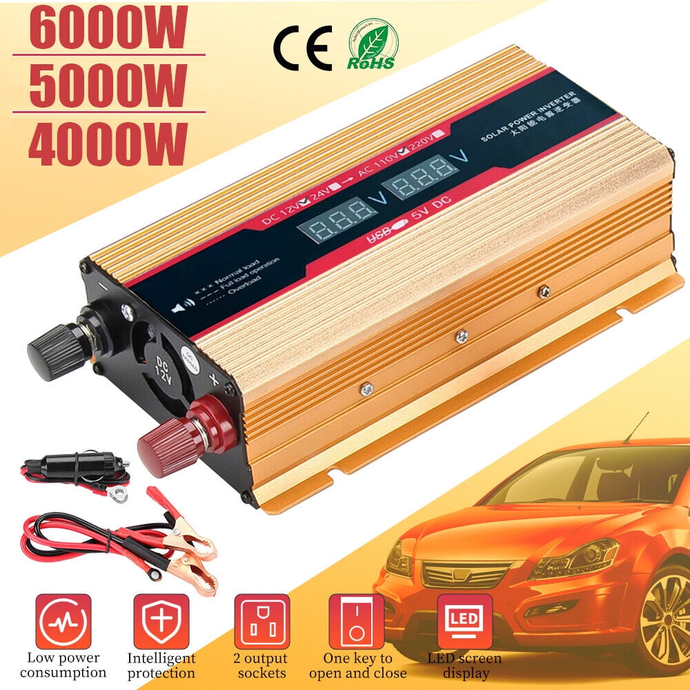 MDHAND 6000W/5000W/4000W Car Power Inverter Pure Sine Wave DC 12V to AC 110V Solar Converter