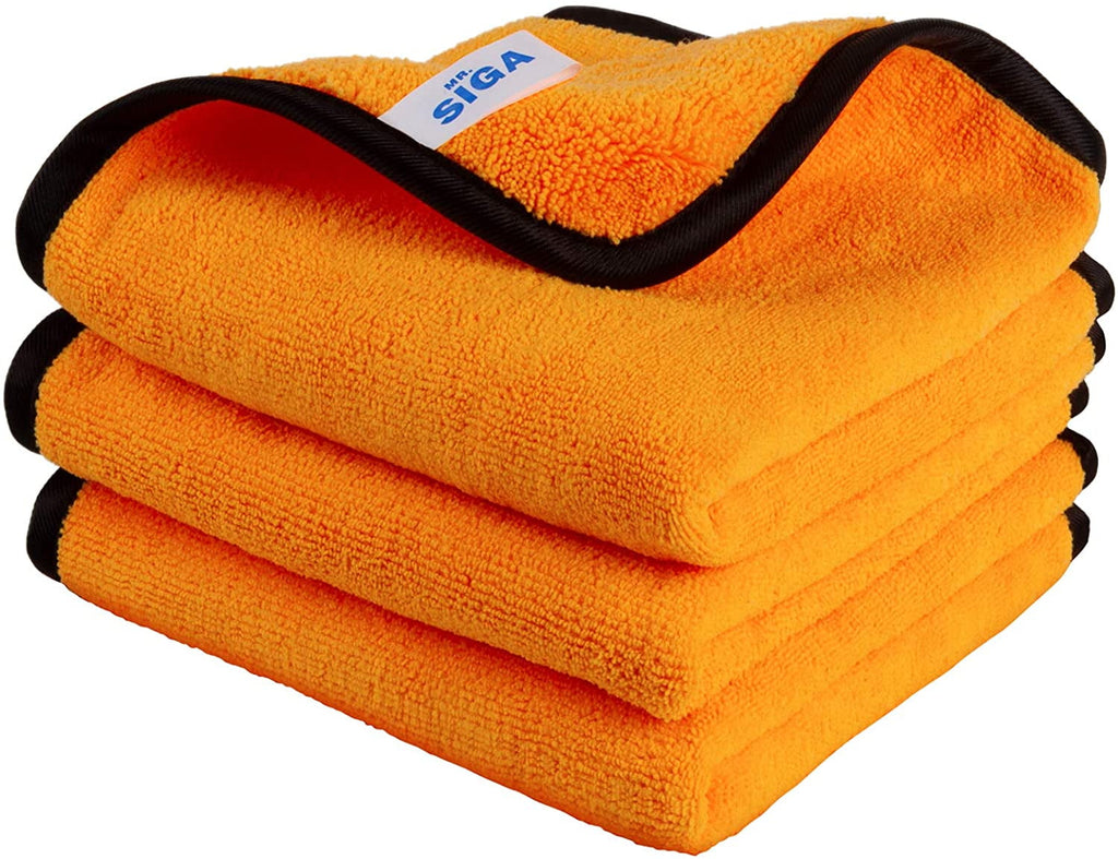 MR.Siga Premium Microfiber Clothes for Household Cleaning, Car Washing Towels, 15.7 x 23.6 inch, 3 Pack