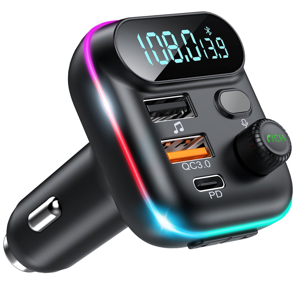 MSOVA 5.0 Bluetooth FM Transmitter with USB Charging Hand Free Calling, 1pcs Black