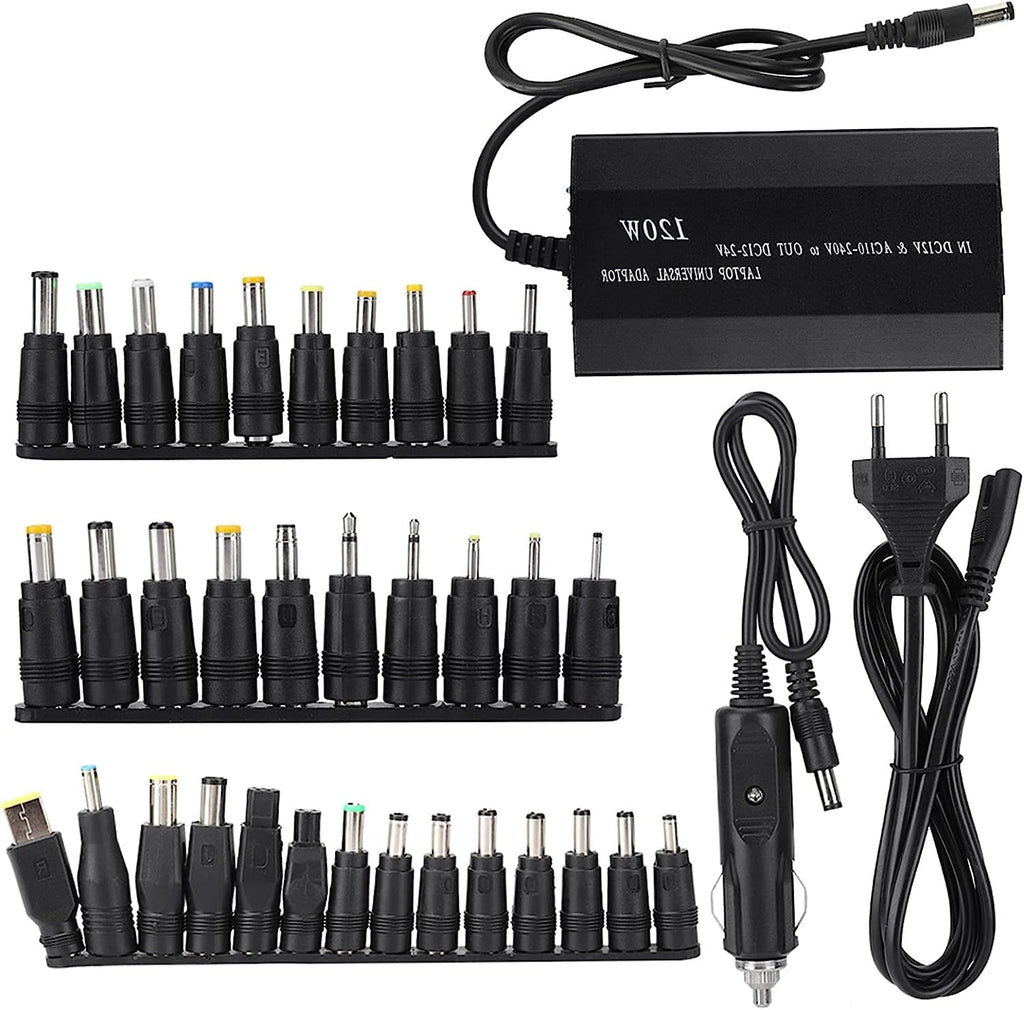 Mad Hornets 120W Car Home 34 Tips Power Supply Adapter Charger for Laptop Notebook US Plug Universal with Multiple Protection Function for Phones Digital Products