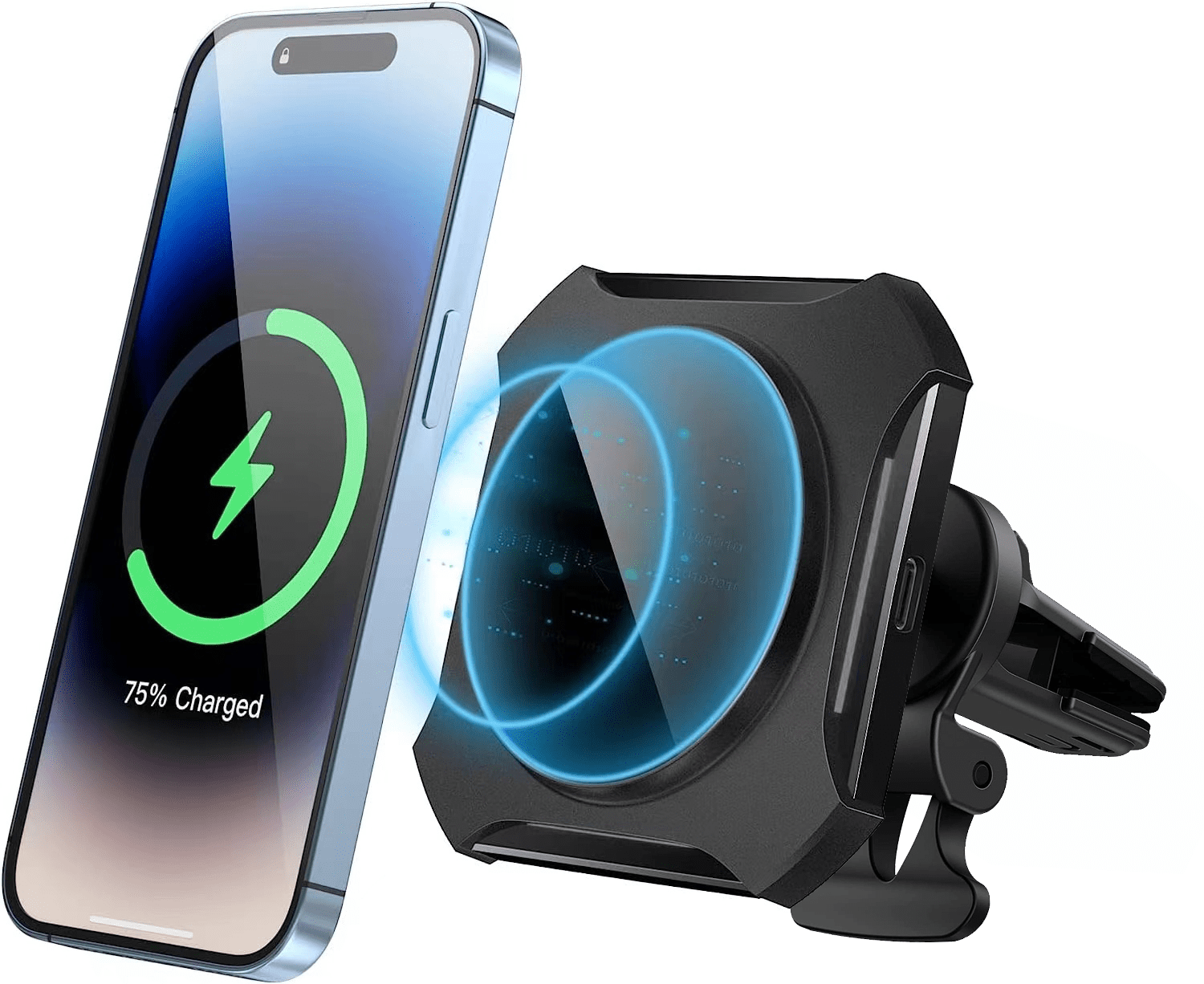 Magnetic Wireless Car Charger Mount: ETEPEHI Car Accessories Mag-safe Charger, Car Phone Holder Mount for iPhone 14/13/12 Pro/Pro Max/Mini, Black