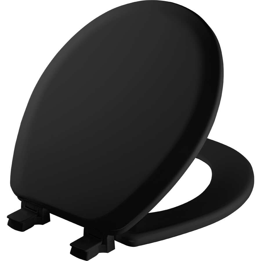 Mayfair Cameron? Round Enameled Wood Toilet Seat in Black with STA-TITE? Seat Fastening System? and Easy•Clean? Hinge