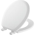 Mayfair Cameron Round Enameled Wood Toilet Seat in White with STA-TITE Seat Fastening System and Easy Clean Hinge
