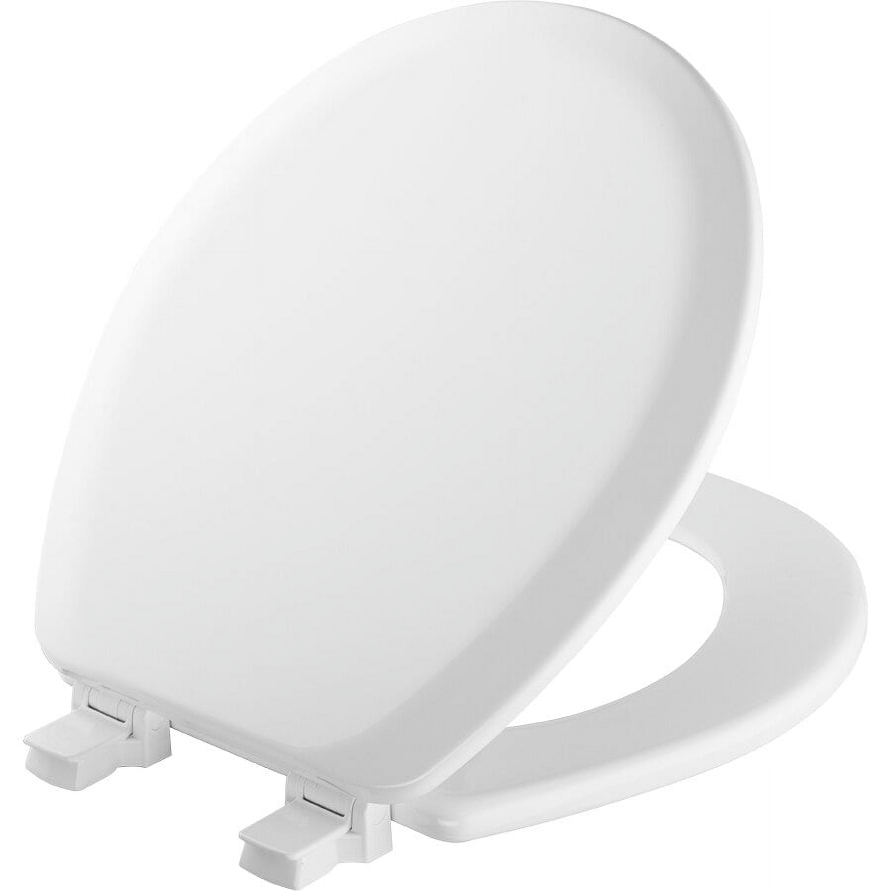 Mayfair Cameron Round Enameled Wood Toilet Seat in White with STA-TITE Seat Fastening System and Easy Clean Hinge
