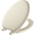 Mayfair Lift off Elongated Enameled Wood Toilet Seat in Biscuit with STA-TITE