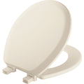 Mayfair Lift off Round Enameled Wood Toilet Seat in Biscuit with STA-TITE