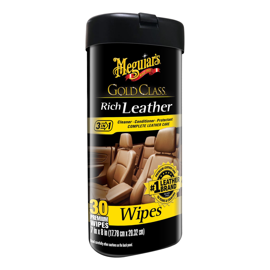 Meguiar's Gold Class Rich Leather Wipes, G10900, 30 Wipes