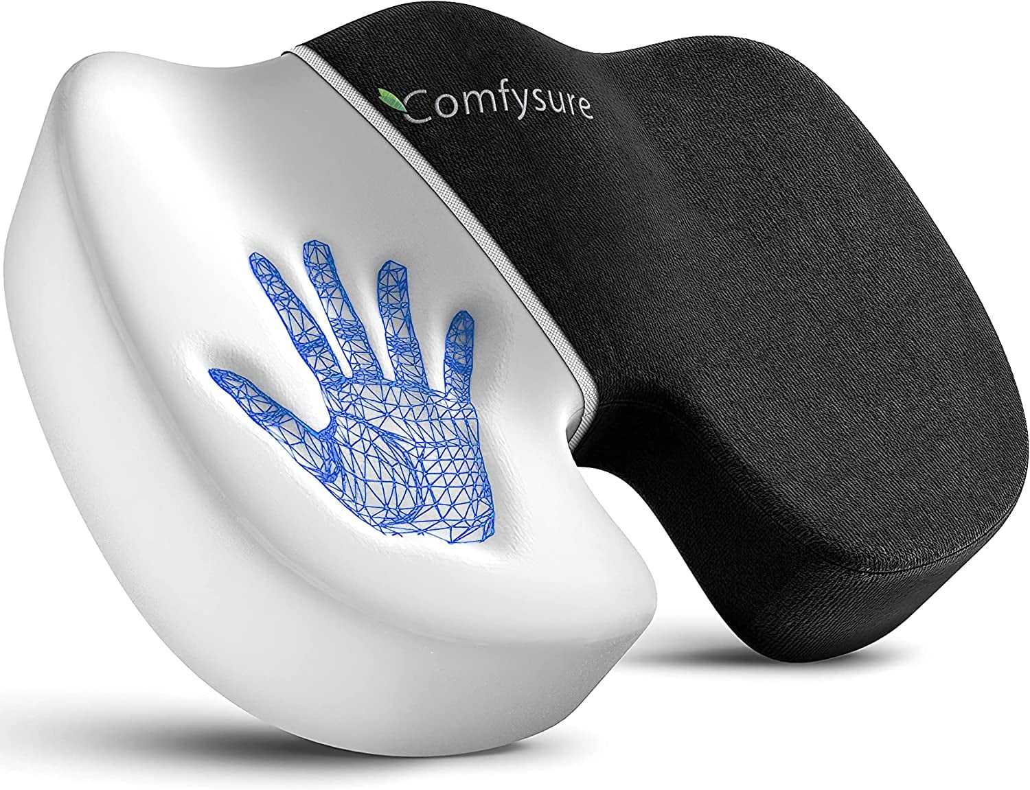 Memory Foam Seat Cushion with Removable Microfiber Cover - Coccyx, Tailbone, Sciatica, Lower Back Support and Pain Relief - Fits Most Office, Desk, Computer Chairs and Car Seats – by ComfySure