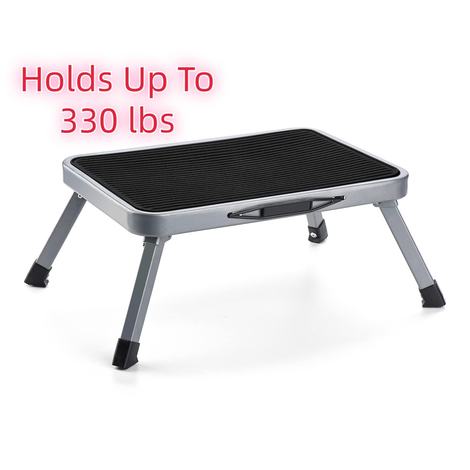 Metronic 1 Step Stool, Step Ladder, Black Anti-Slip Foot Folding Stool, Holds Up To 330 lbs
