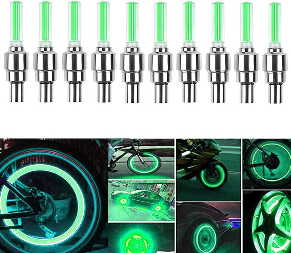 Mightlink LED Flash Tyre Wheel Lights - Bike Tire Valve Stem Caps Lights, for Car Bike Bicycle Motorcycle - 4PCS