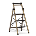 MoNiBloom Aluminum Alloy 3 Step Ladder With Tool Tray, Folding Stool with Wide Pedal for Home Improvement, Black/Gold