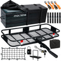 Mockins 60"x20"x6" Car Cargo Carrier Hitch Mount | 500 lbs Cap. Folding Hitch Basket with 16 CF Cargo Bag