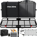 Mockins XL Trailer Hitch Cargo Carrier Hitch Mount | 500 lbs. Hitch Basket Capacity - 60"x24"x6" | 25 Cu. Ft. Bag & Accessories
