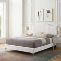 Modway Juniper Channel Tufted Performance Velvet Queen Platform Bed in White