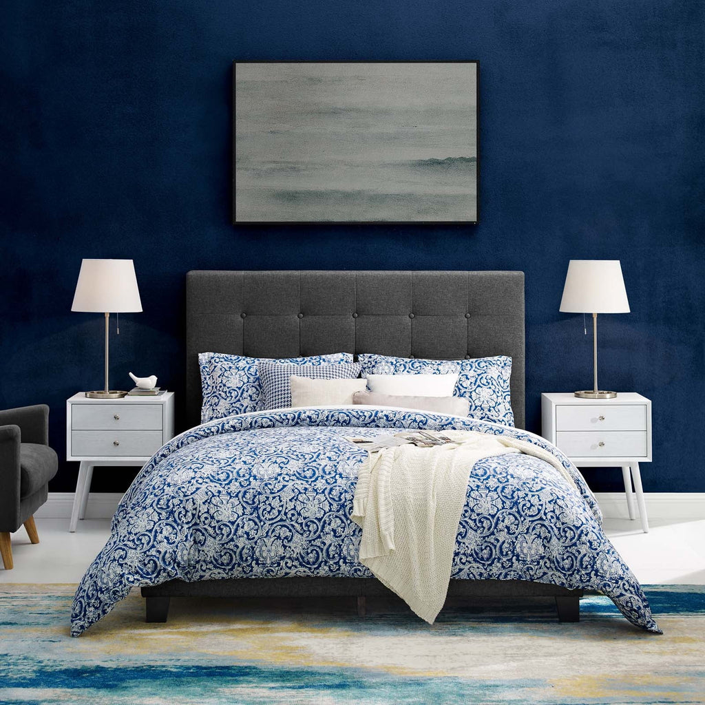 Modway Melanie Twin Tufted Button Upholstered Fabric Platform Bed in Gray