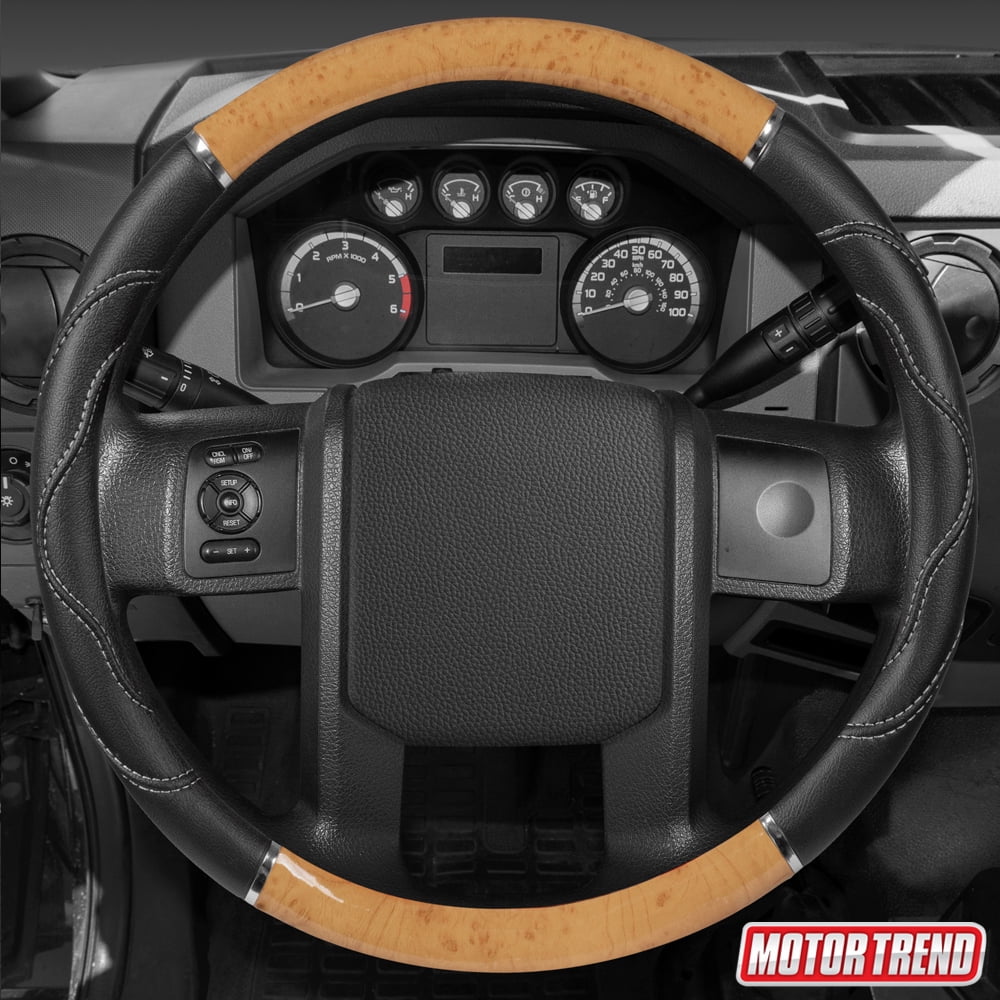 Motor Trend Premium 18" Inch Heavy-Duty Truck Wooden Steering Wheel Covers, Automotive Accessories