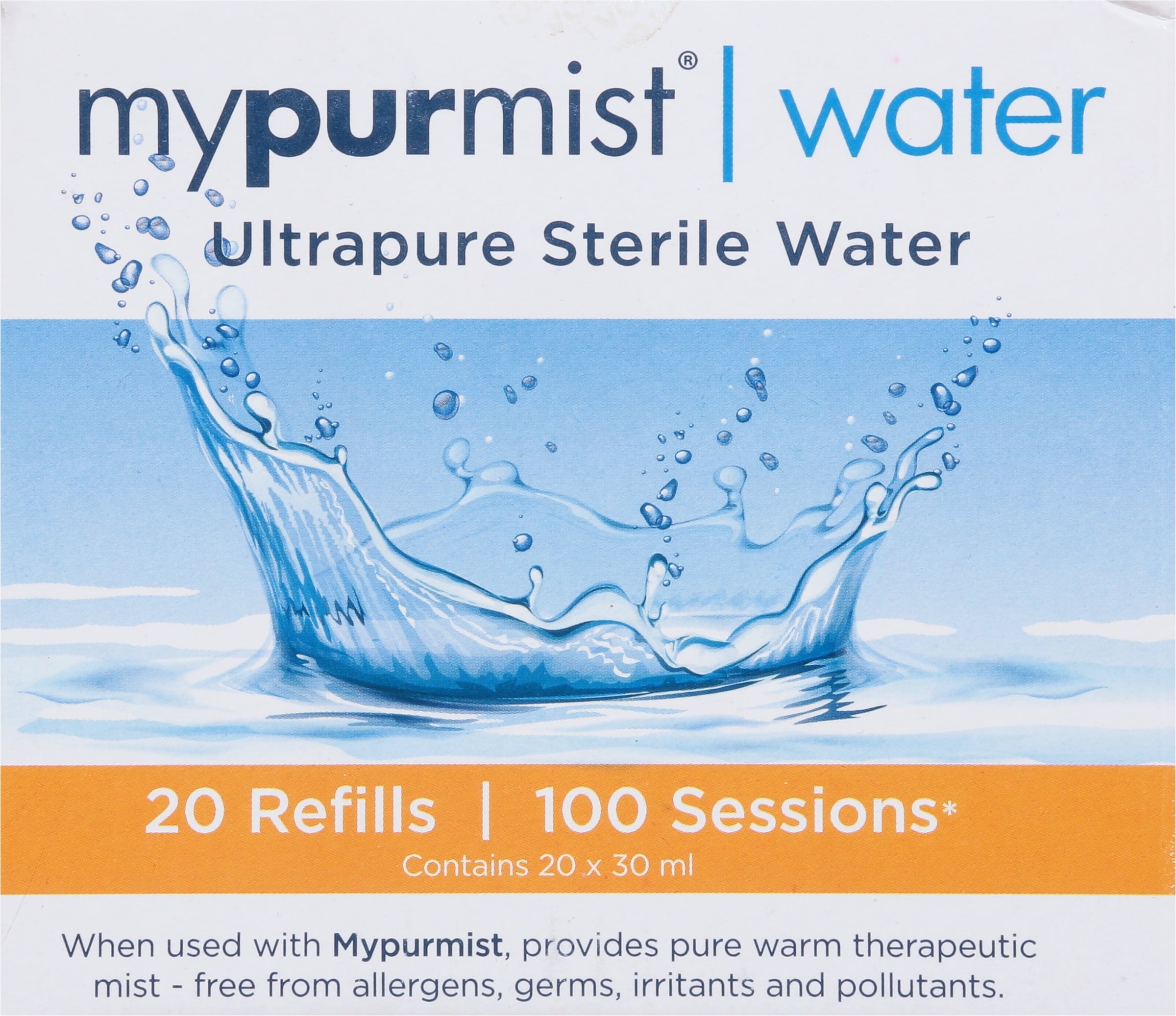 Mypurmist Ultrapure Sterile Water for All Mypurmist Handheld Vaporizer and Humidifier Devices, 20 Refills, up to 100 Sessions