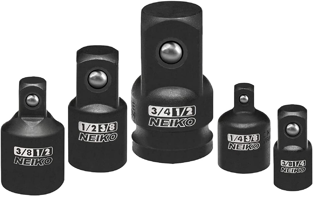 NEIKO 30249A 5 Piece Impact Socket Adapter Set, SAE Impact Adapter & Reducer, 1/4, 3/8, 1/2" Cr-V Steel