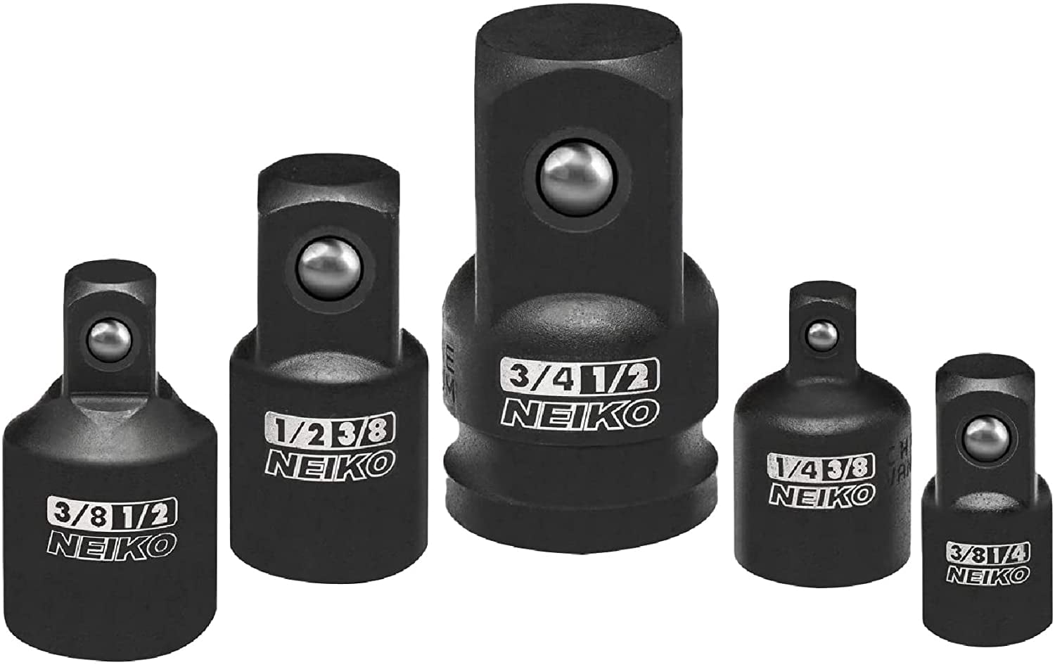NEIKO 30249A 5 Piece Impact Socket Adapter Set, SAE Impact Adapter & Reducer, 1/4, 3/8, 1/2" Cr-V Steel